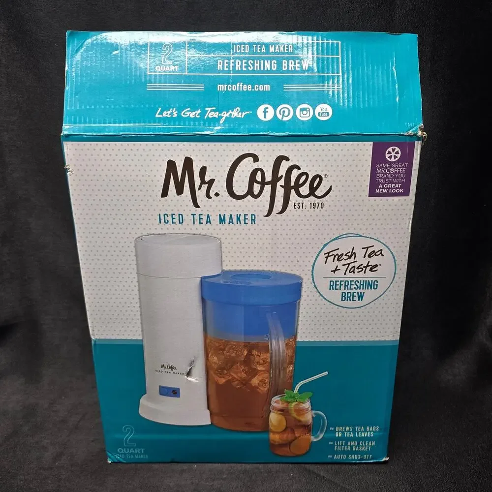 Mr. Coffee 2 Quart Iced Tea Maker Fresh Tea Taste Refreshing Brew Pitcher Blue